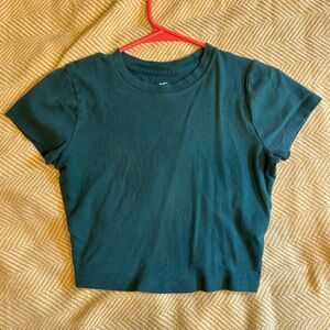Hollister Green Fitted Crop T-Shirt Short Sleeve